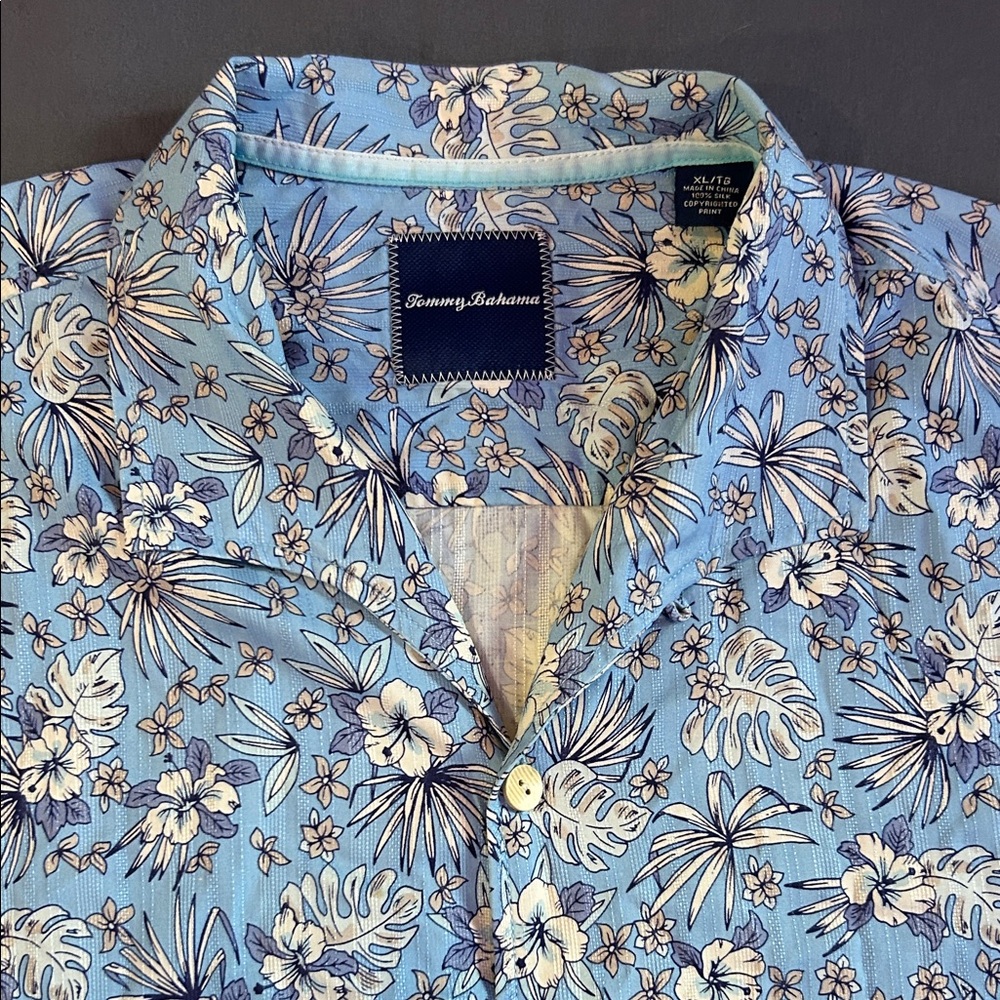 Tommy Bahama Light Blue Tropical Print Shirt